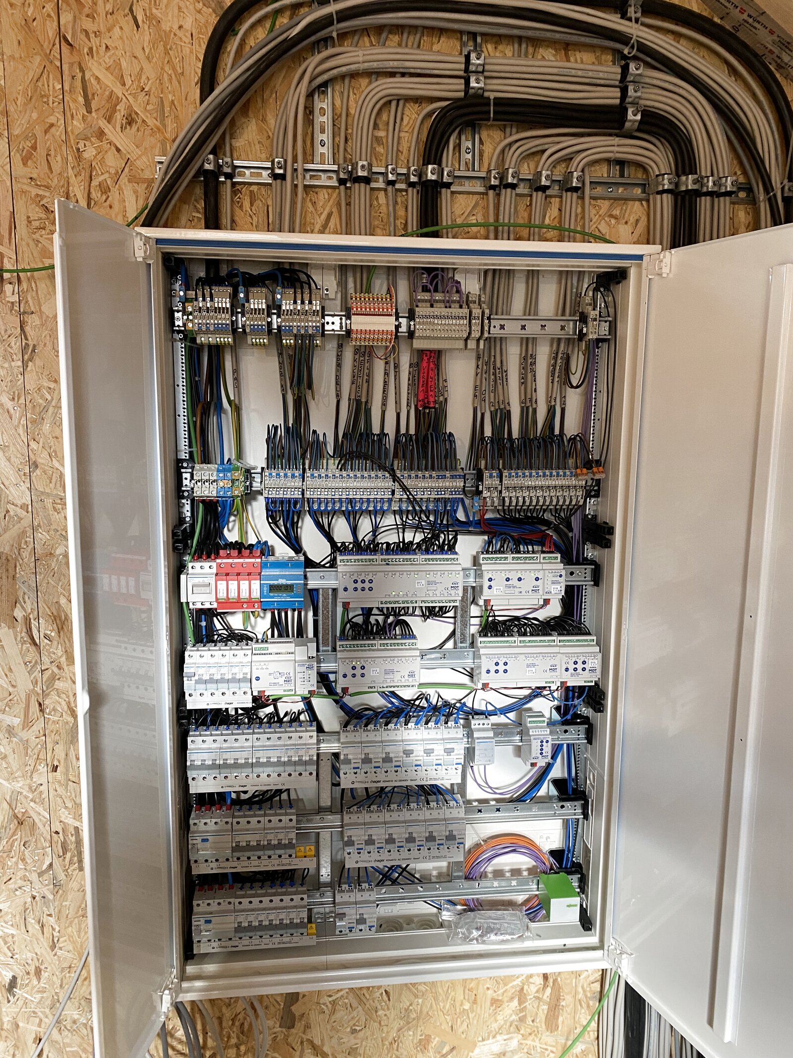 KNX-Schaltschrank mit strukturierter Verkabelung und professionellem Aufbau